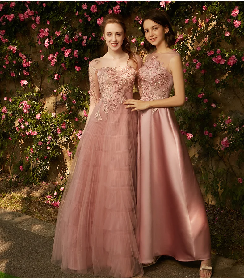 Vestido de noiva модное вечернее платье Выпускной 2019 выпускное темно-розовое