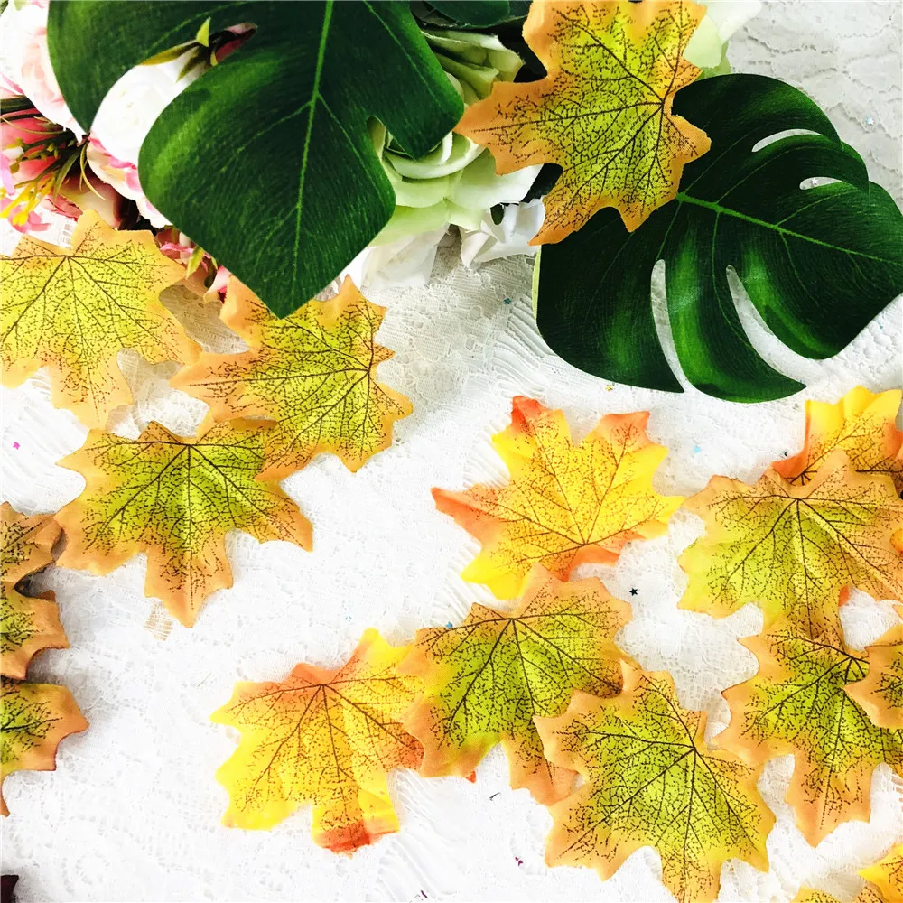 

50pcs 8cm Artifical Maple Leaves For Home Wedding Party Decoration Scrapbooking Craft Autumn Fall Leaf christmas decor for home