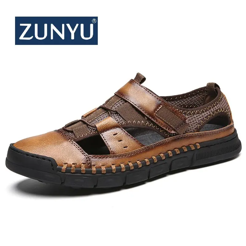 ZUNYU 2019 новые мужские сандалии из воловьей кожи мужские сандалии летние качественные пляжные тапочки повседневные кроссовки обувь для
