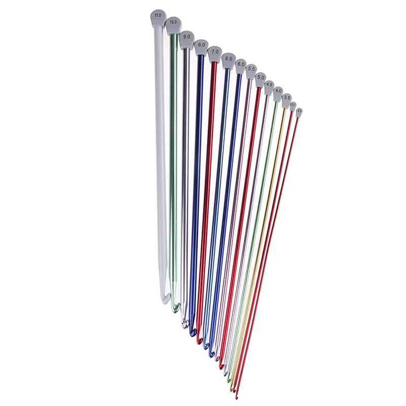14 Размеры тунисский афганских вязальные крючки, разноцветные, алюминиевые Вязание иглы крючок 2,5 мм до 11 мм разноцветный вязальный крючок