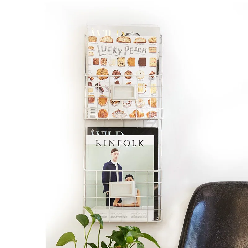 Metal Wrought IronTwo Tier Wall Storage Baskets Magazine Rack File Organizer Chalkboard Labels Metal Wrought IronTwo Tier Wall Storage Baskets Magazine Rack File Organizer Chalkboard Labels