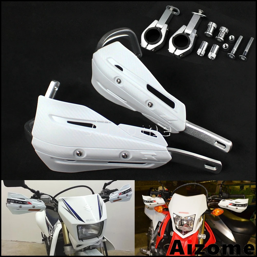 White Handguards 1 1/8" Handlebar Dirt Bike Hand Guards Motorcycle