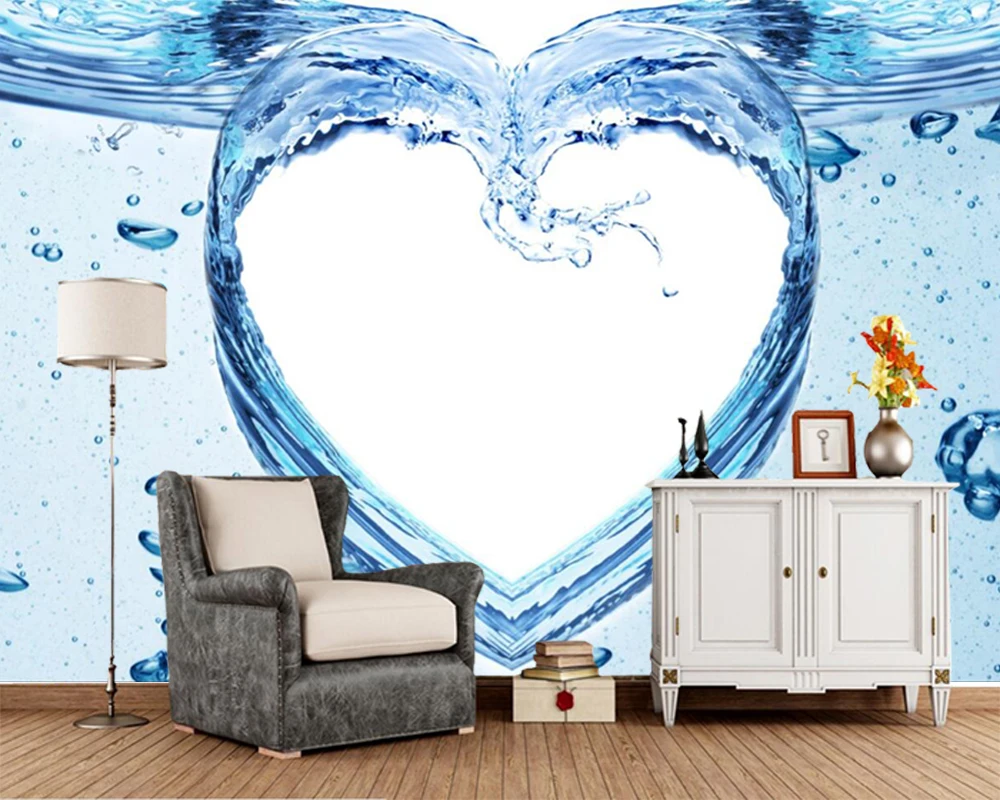 Вода сердце фото 3d росписи обоев papel де parede, гостиная диван ТВ стены спальни стены ванной документы домашнего декора кафе-бар