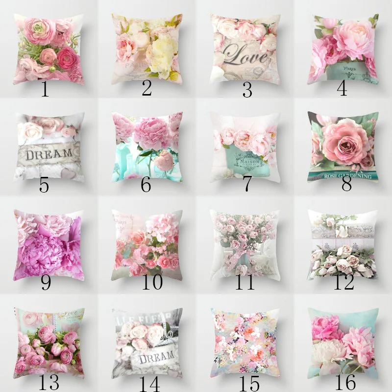 Elife Retro Green leaves rose Linen cotton cushion case flower Polyester Home Decor Bedroom Decorative Sofa Car Throw Pillows