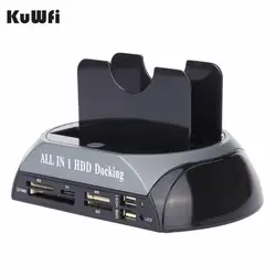 KuWFi 2,5 "3,5 SATA IDE HDD случай 2-Док-станция Dual Bay жесткий диск Док-станция E-SATA Card Reader Hub USB корпус Hdd корпус