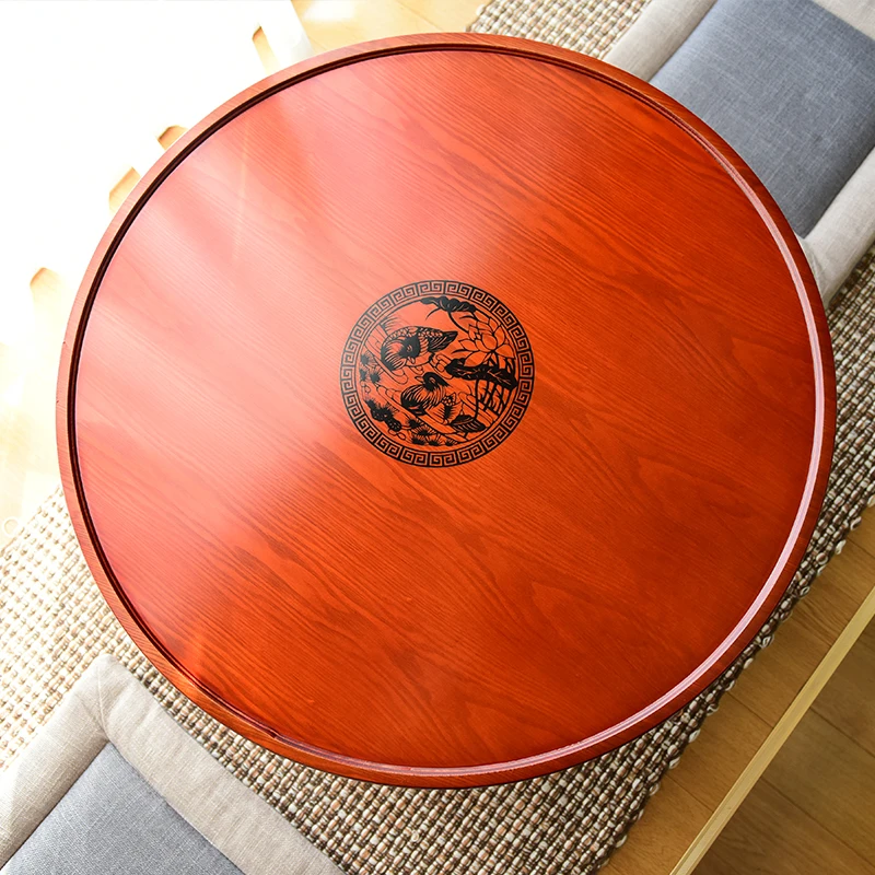 60-100cm Round Korean Coffee Table Folding Leg Asia Antique Furniture Floor Table for Dinning Traditional Living Room Wood Table