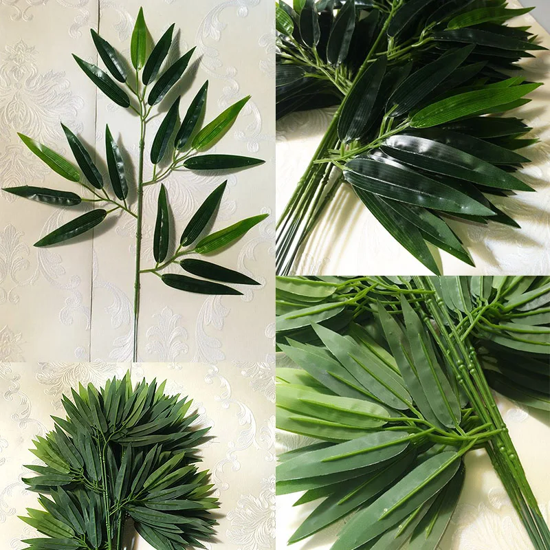 Зеленый поддельные 1 шт. для домашнего офиса Искусственные Горячие продажи бамбуковые листья украшения отель зелень листья зеленые растения