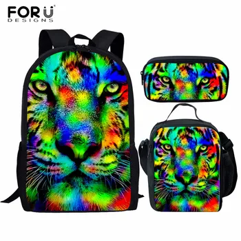 

FORUDESIGNS Cool School Bag Set Camouflage Tiger Horse School Backpack for Girls Boys Orthopedic Kids Schoolbag Cat Bookbags
