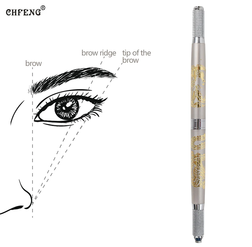 

Makeup Manual Pen Kits Dual-head Eyebrow Lip Permanent Makeup Microblading 3D Embroidery Phoenix 20Pcs Tattoo Needles Set Supply