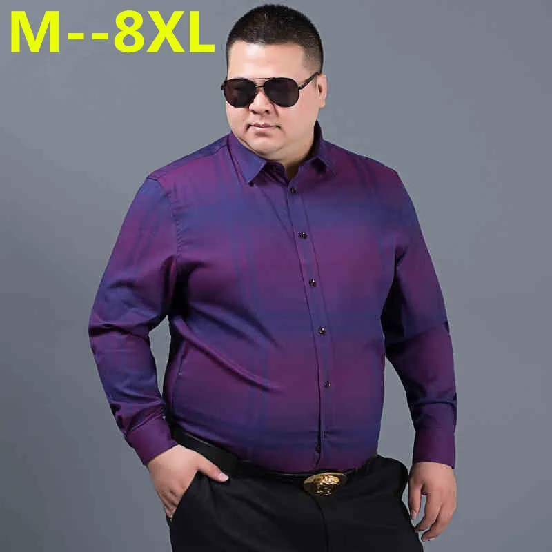 Плюс 10XL 8XL 6XL 5XL 2018 Демисезонный Особенности рубашки Для мужчин повседневная рубашка новое поступление с длинным рукавом Повседневное