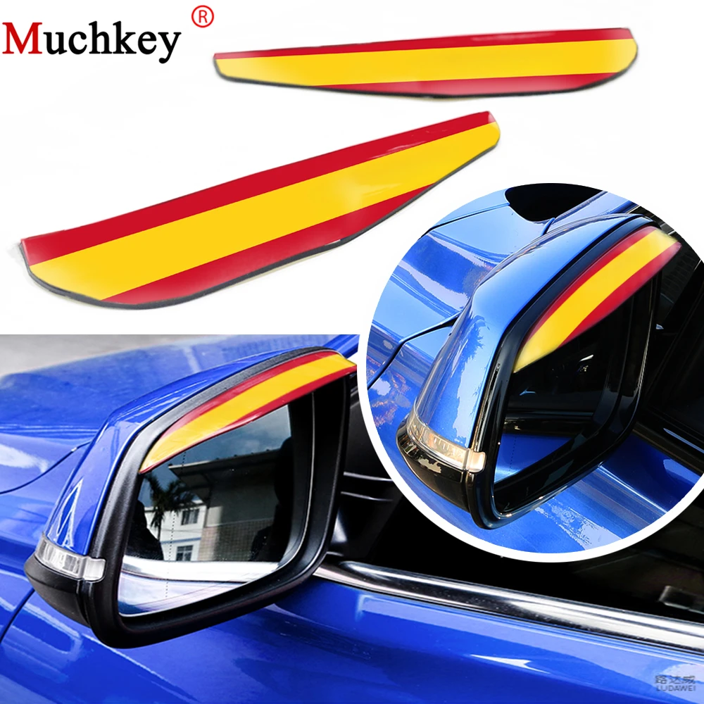 

French Russia Flag 3 Colors Rear View Mirrors Rain Shade Rainproof Eyebrow Cover Car Rear View Mirror Sticker Rain Shield 2Pcs