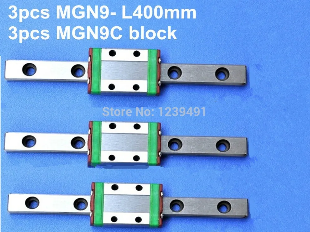 3 шт. 9 мм линейной направляющей MGN9 400 мм с 3 шт. мини MGN9C линейный блок