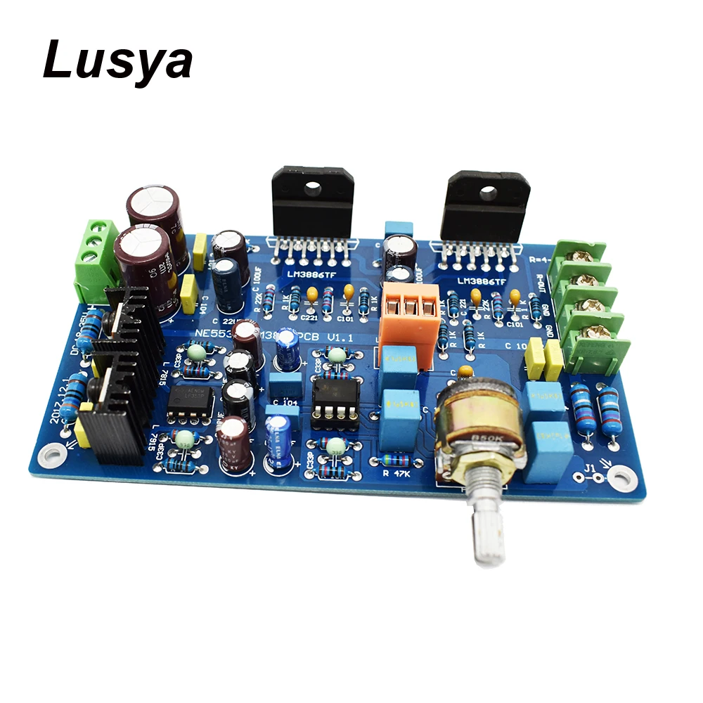 

LM3886 Audio HIFI Amplifier Board 68W with Servo Preamp NE5532 Op Amp DC 18-25V T0347