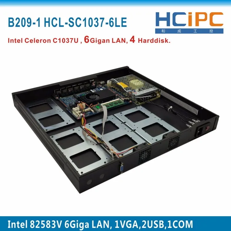 Hcipc B209-1 HCL-SC1037-6LE, Barebone, C1037U 82583 V 6LAN 8-станция для жесткого диска 1U брандмауэр системы, 6LAN материнская плата, 1U 6LAN сетевой маршрутизатор