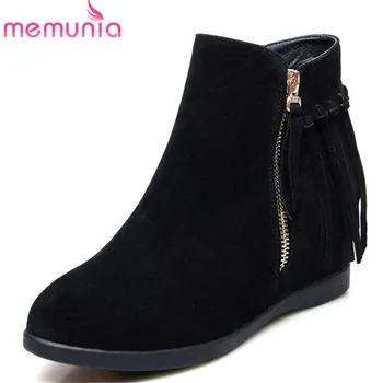 

MEMUNIA 2020 new arrival ankle boots women Tassels fashion autumn winter boots round toe zipper elegant shoes woman
