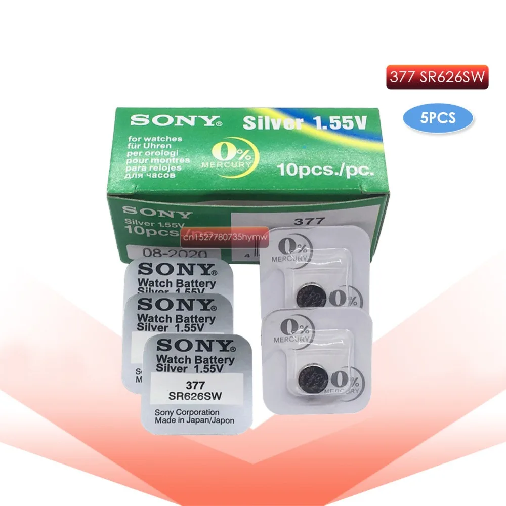 5 шт. Новинка SONY 377 SR626SW 626 SR626 V377 AG4 часы батарея Кнопка монета ячейка Сделано в Японии