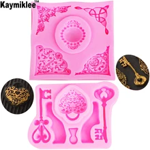 C131 nuevo DIY llave Vintage broche con borde molde de silicona diamante decoración de pasteles molde de encaje herramienta para hornear pasteles galleta