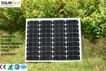 Solarparts 1x 50W Monocrystalline Solar Module by Mono solar cell factory cheap selling 12V solar panel for RV/Marine/Boat use .