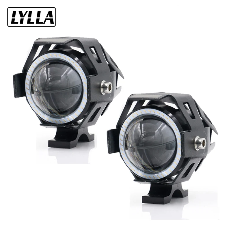 2PCS LYLLA 12V 125W Motorcycle U7 LED Headlight 3000LM led DRL Fog Spot Light font b