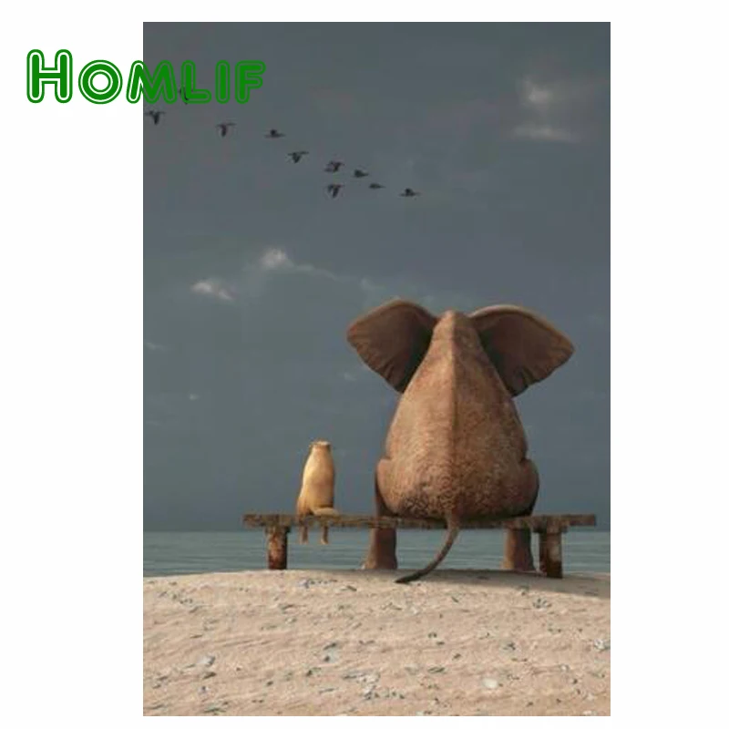 Homlif Diy Diamond Painting Kit Full square The elephant bird Drill Embroidery Rhinestones | Дом и сад