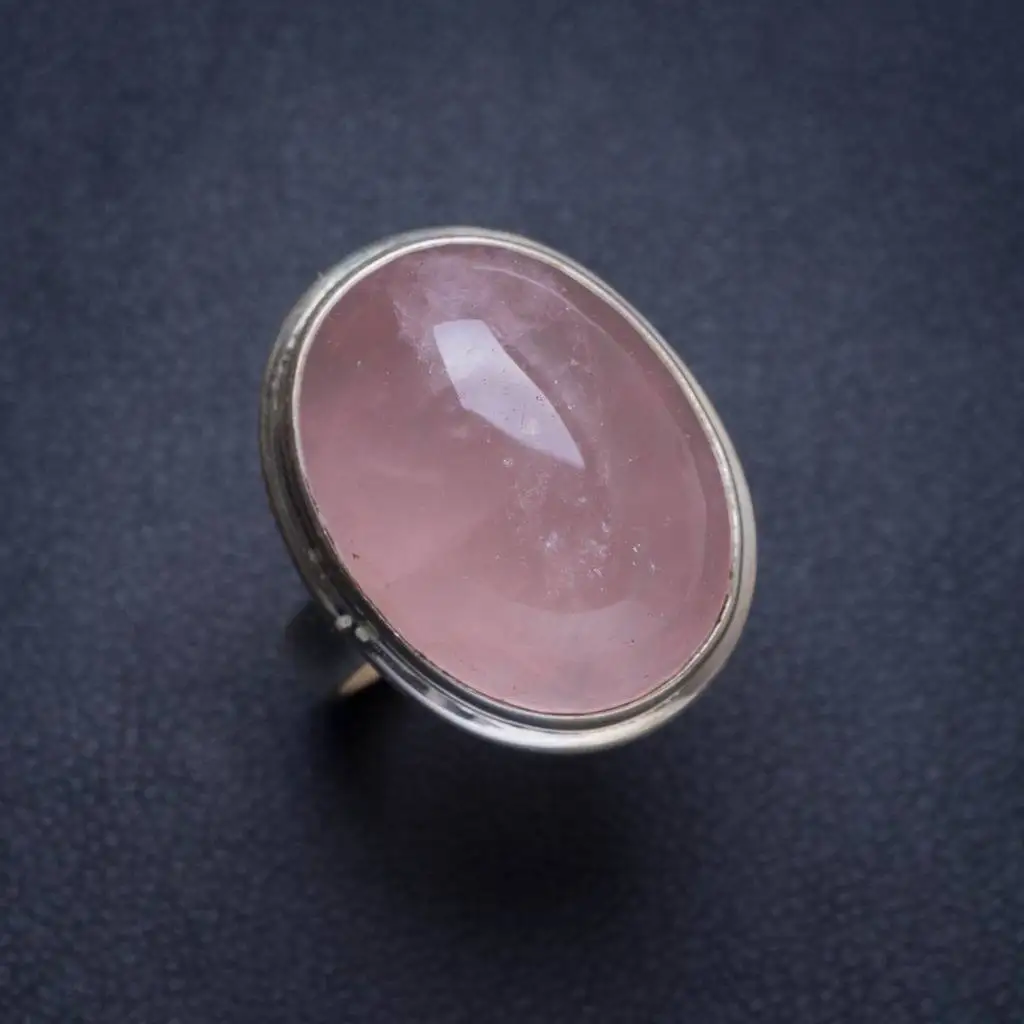 

Natural Rose Quartz Handmade Unique 925 Sterling Silver Ring 5.5 Y4314