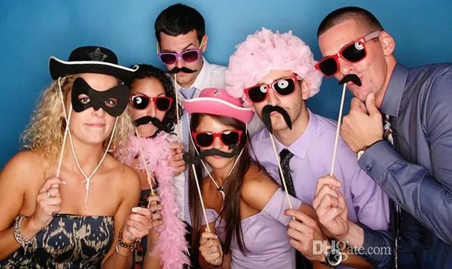 

31Pcs in a Set Party wedding photography Photo Booth Props Trendy Mustache Eye Glasses Lips on a Stick Mask free shipping