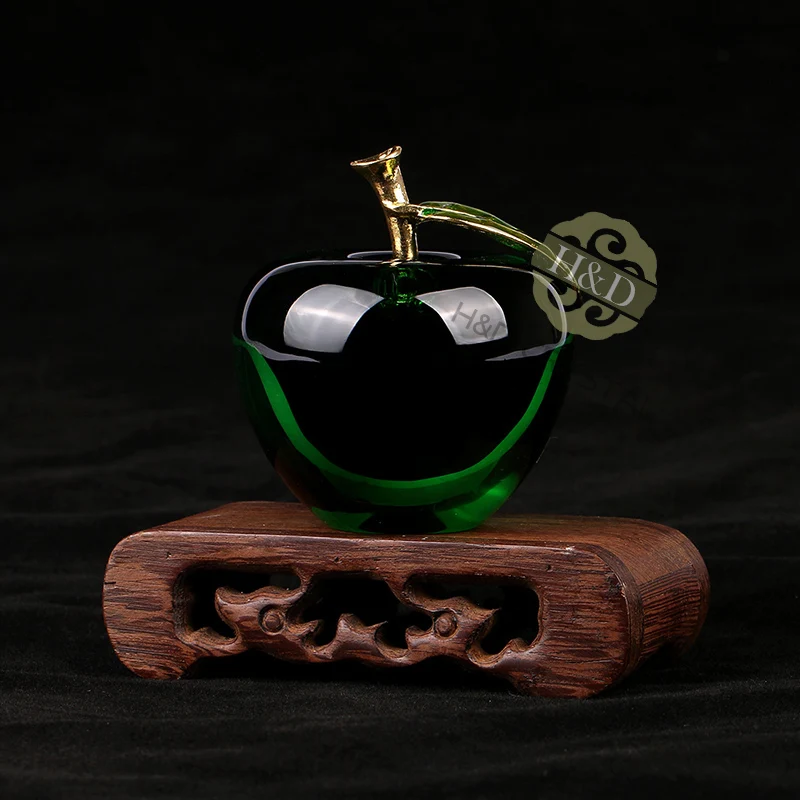 Billig H   D X mas Geschenke 2,2 zoll Kristall Grün Apple Briefbeschwerer Handwerk Kunst   Sammlung Kristall Obst Souvenir Home Hochzeit dekoration