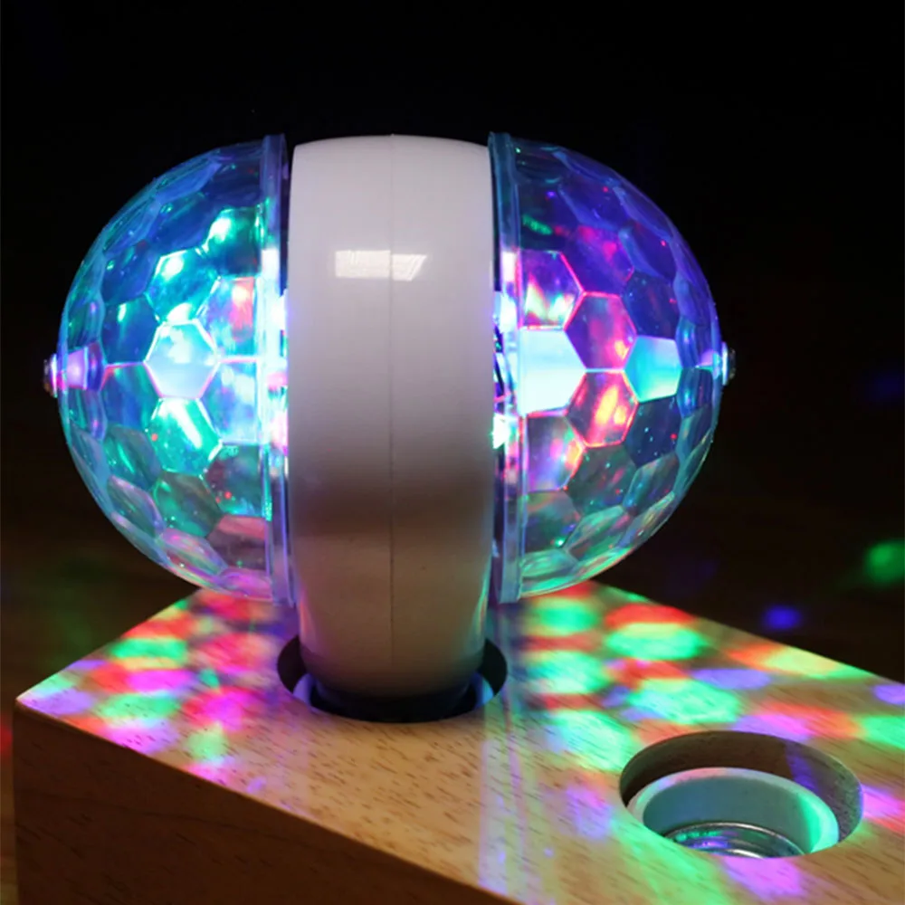 

Magic Crystal Stage Light Double Balls RGB 6W E27 Colorful LED Lamp Club DJ Disco Party Home effect Bulb Auto Rotating