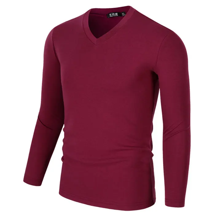 ARCSINX облегающая Мужская футболка размера плюс 6XL 5XL 4XL 3XL с v-образным вырезом футболка с длинным рукавом для мужчин одежда для фитнеса облегающая модная футболка для мужчин - Цвет: Фиолетовый