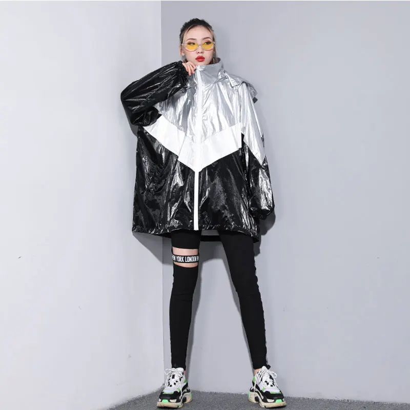 

Plus size Fashion Women Hooded Trench Coat Loose Outwear Female Spring Autumn Windbreaker Coats Street wear Lady Raincoats 228