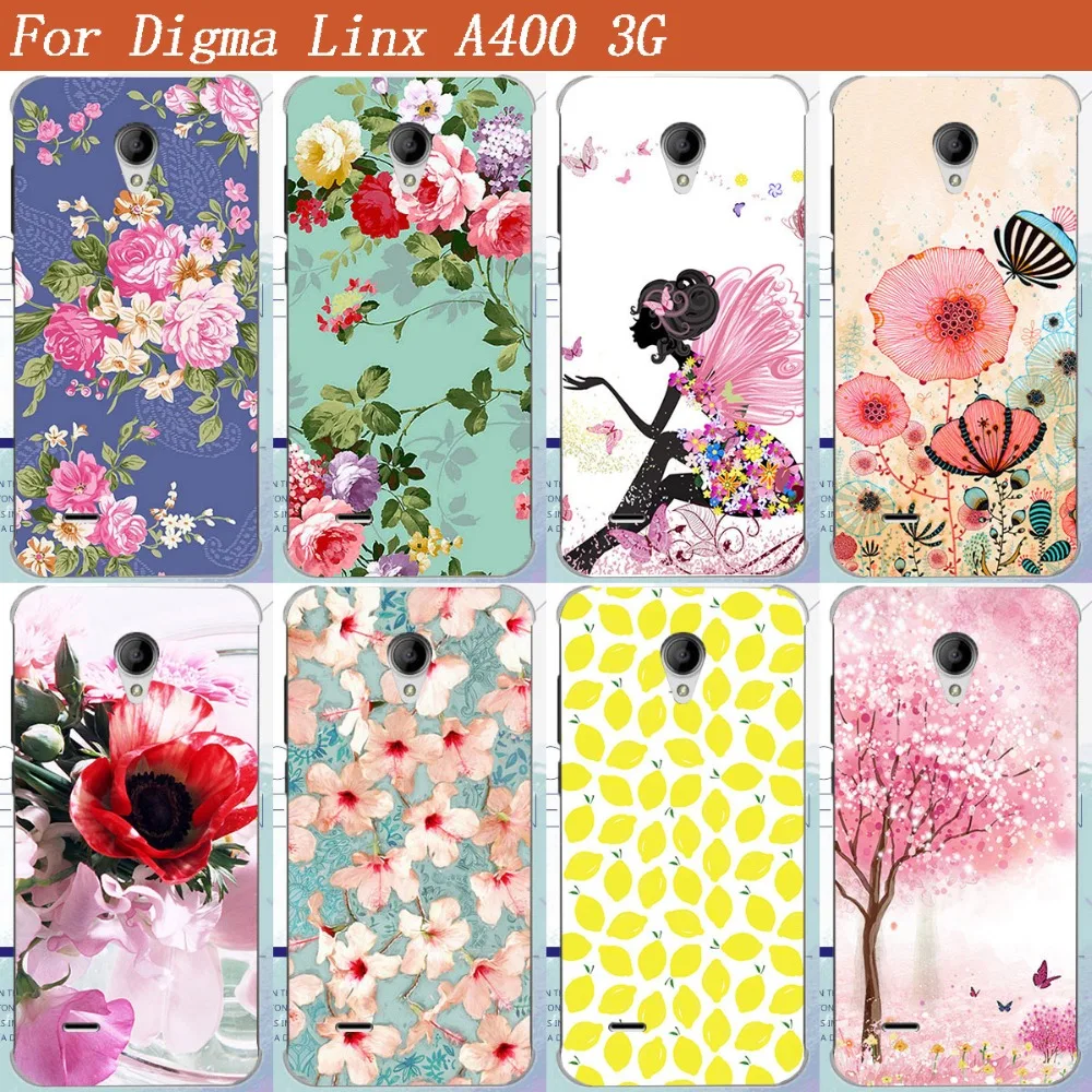

High Quality 10 Styles printed beautiful flowers TPU Phone Case For Digma Linx A400 3G DIY Colored Covers For Digma Linx A400 3G