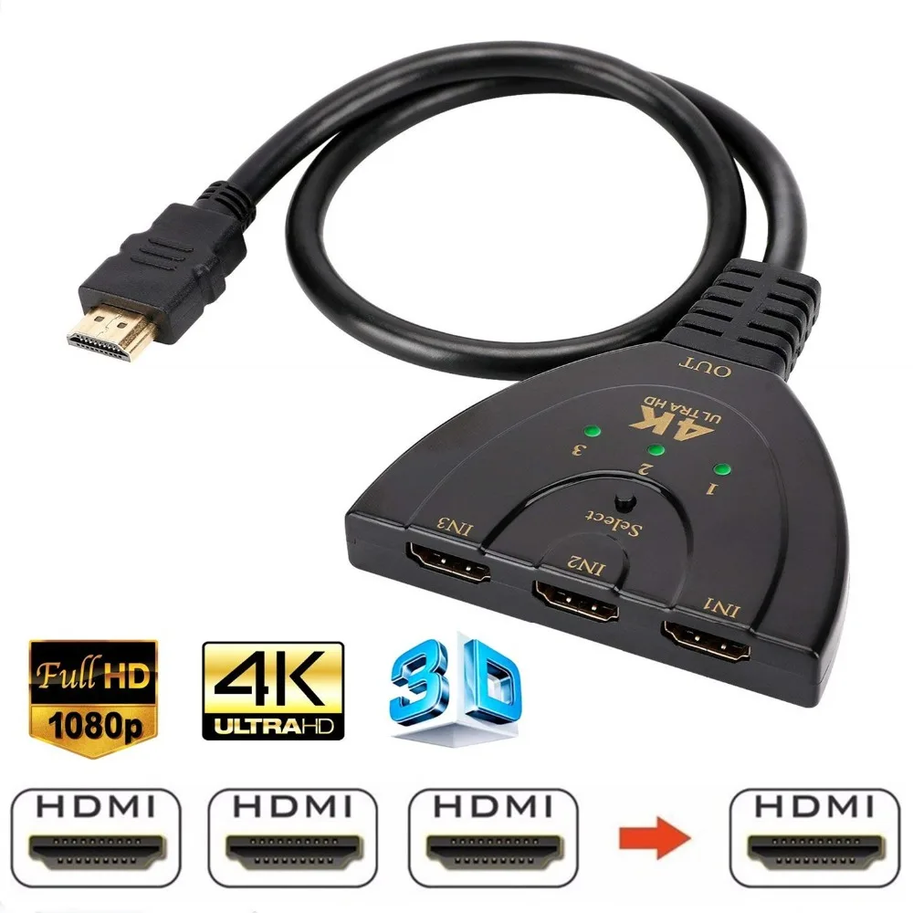 4K*2K 3D Mini 3 Port HDMI Switch 1.4b 4K Switcher HDMI Splitter 1080P 3 in 1 out Port Hub for DVD HDTV Xbox PS3 PS4 4K*2K 3D Mini 3 Port HDMI Switch 1.4b 4K Switcher HDMI Splitter 1080P 3 in 1 out Port Hub for DVD HDTV Xbox PS3 PS4