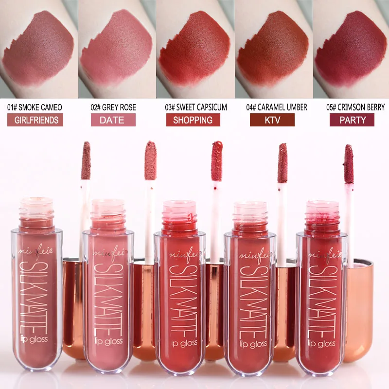 

MINFEI 5PCS/SET Lip Gloss Set Velvet Liquid Lipstick Matte Long Lasting Waterproof Liquid Lip Gloss Kit Cosmetic Maquiagem TSLM1