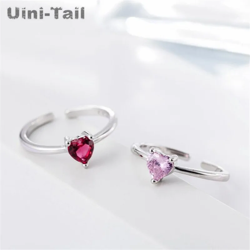 

Uini-Tail hot new 925 sterling silver open heart ring cute girl jewelry simple fashion tide flow birthday gift custom ring