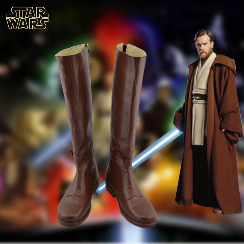 Новинка; обувь для костюмированной вечеринки «Звездные войны»; ботинки для косплея «The Force Awakens Jedi Knight Obi Wan»; обувь для вечеринки на Хэллоуин; цвет коричневый; из искусственной кожи
