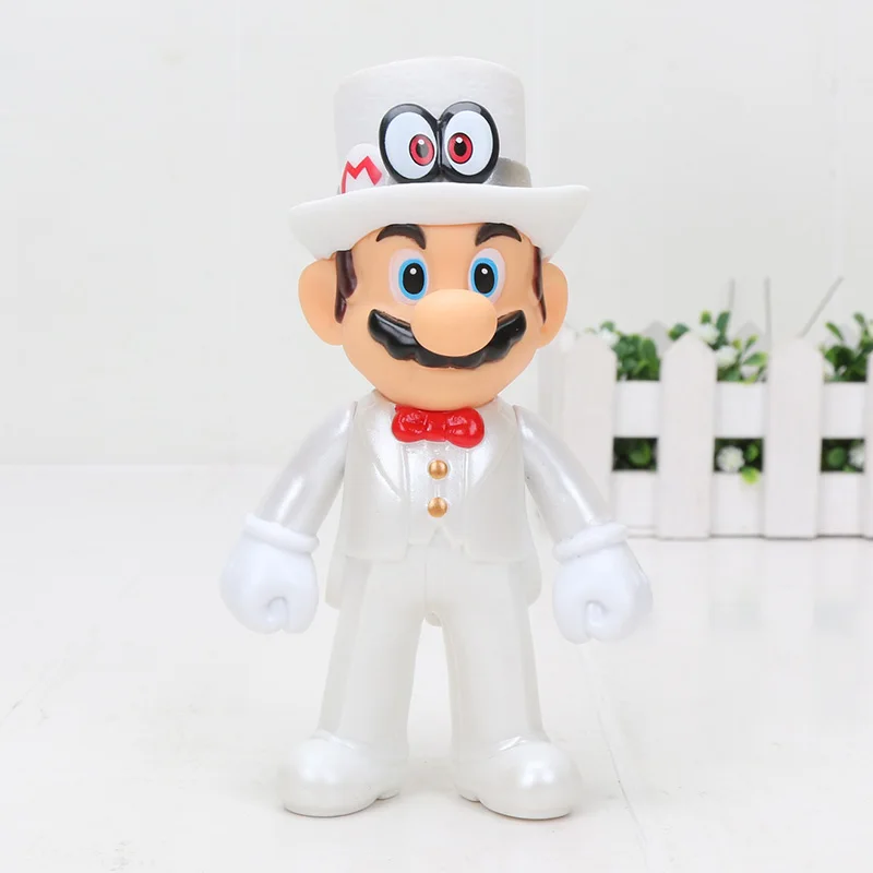 white hat eye mario 13 см Фигурки "Супер Марио" игрушки Super Mario Bros Bowser Luigi Koopa Yoshi Mario Maker Odyssey ПВХ фигурка модель куклы игрушки - Цвет: white hat eye mario