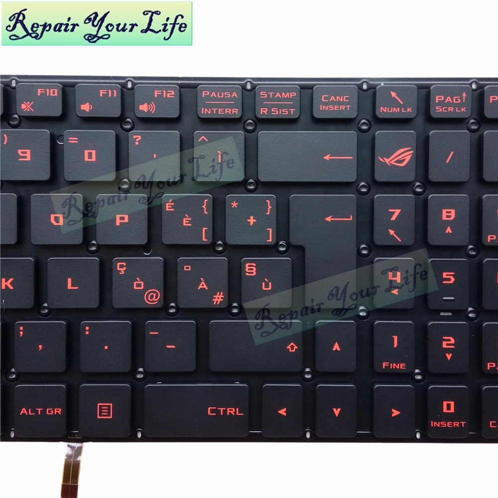 Teclado Backlight Original para Asus Laptop Rog Strix Itália it Reino Unido Gl502 Gl502v Gl502vm Gl502vt Gl502vy Jogos Original - Imagem 6