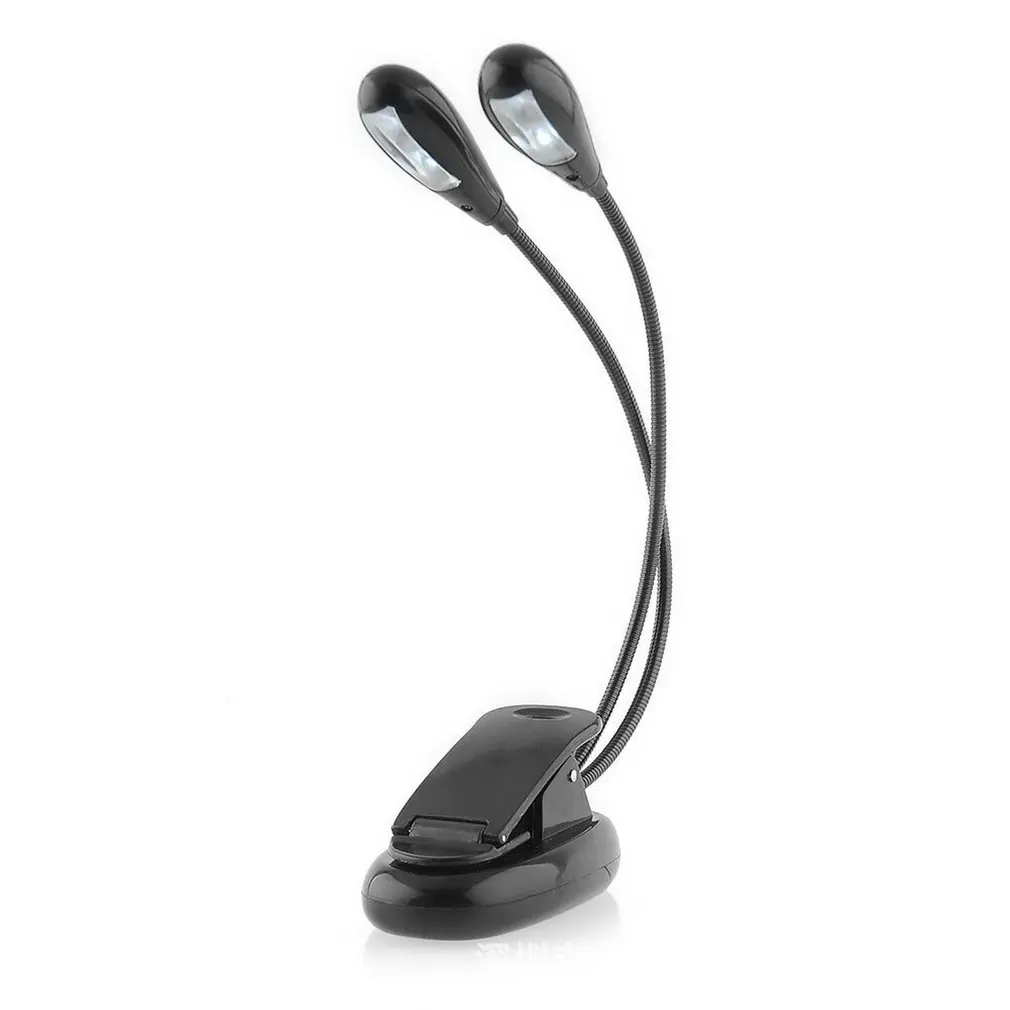 

Portable Double Head Clip-On Battery Power Supply 4 LEDs Reading Light Desk Lamp Clip Type Lightweight