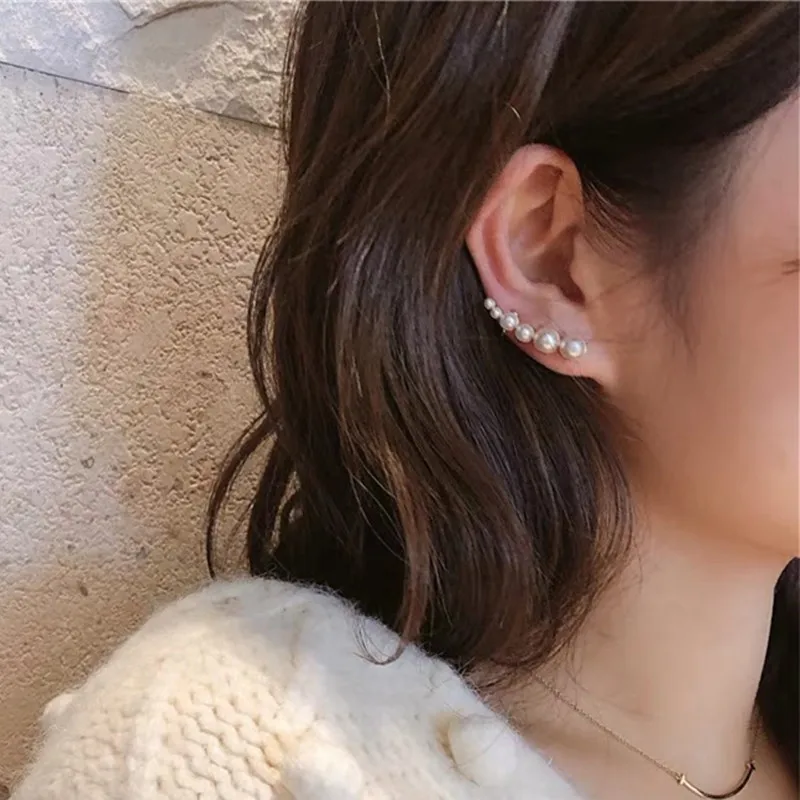 

3pcs Set of Earrings S925 Silver Personality Retro Quality Pearl Stud Earrings Cuff Earrings New Style
