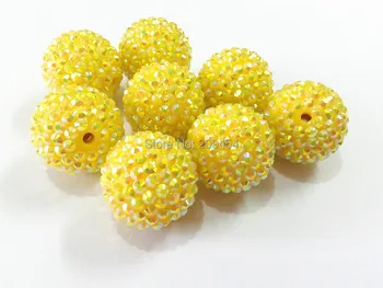 

Wholesale ! Large Size 24mm 80pcs/lot Yellow Resin Rhinestone Beads For Chunky Jewelry Making