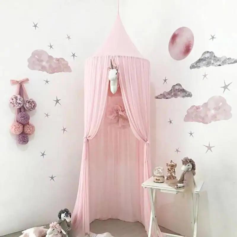 

New Nordic Chiffon Mosquito Net Hanging Dome Princess Bed Canopy Ins Style Kids Playing Tent for Nursery Kids Room Decoration