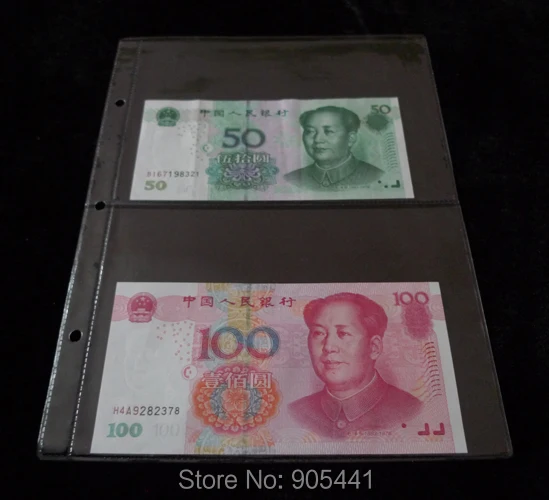 

10 Pcs Paper Money pages 2 Pockets 185*122mm Bill Note Currency Holder Album Pages Collection Free Shipping Wholesale