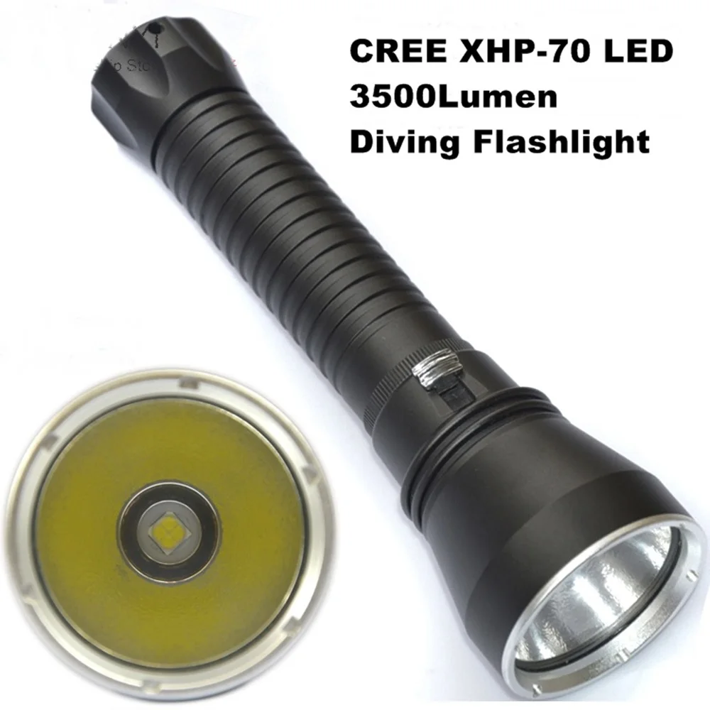 DV15 CREE XHP70 Flashlight LED 3500 lumens Professional Diving 100M Aluminum light cup Power Promise dimming