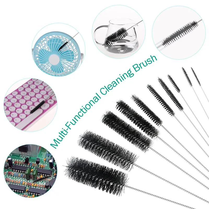

10Pcs Nylon Tube Brush Set Cleaning Brush Set for Drinking Straws Glasses Keyboards Jewelry Cleaning Home Cleaning Supplies