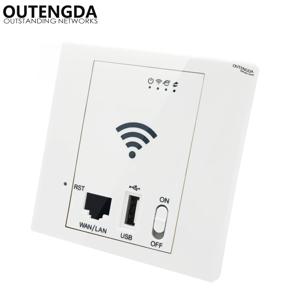 OUTENGDA 300 м 802.11N Беспроводной в стене AP для отеля умный дом точка доступа Wi-Fi маршрутизатор Ретранслятор POE поддерживается Белый/шампань