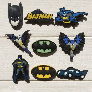 

Novelty 9PCS Batman Soft PVC Cartoon Shoe Charms PVC Shoe Buckle Accessories fit Bracelets Bands Croc Kids Party Gifts