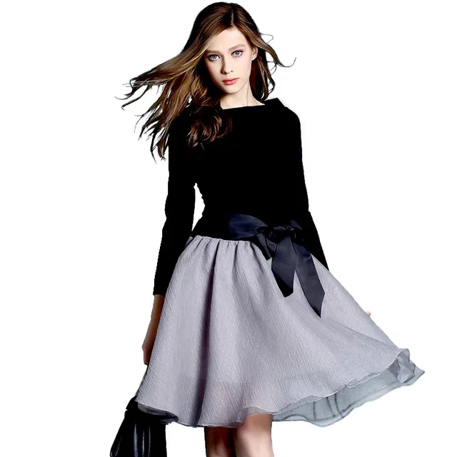 EUROPEAN STYLE New Arrival Fashion 2017 Ladies Long Sleeve Party Dress