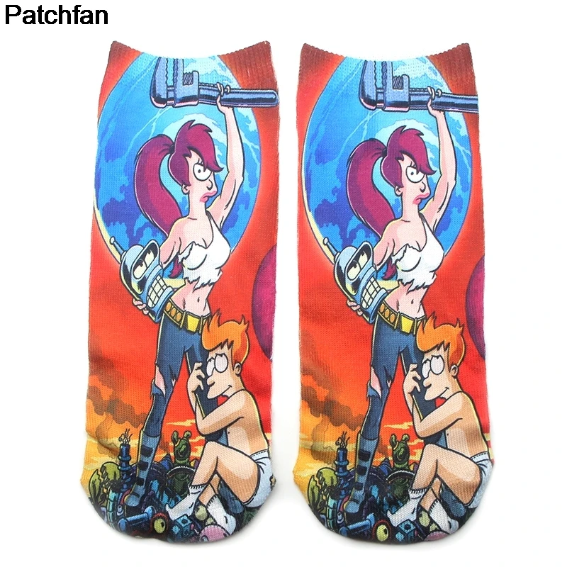 

12pairs/lot Patchfan Futurama funny New Arrival Cartoon Anime Printed Women Socks Ankle Socks Kawaii party favor cosplay A1909