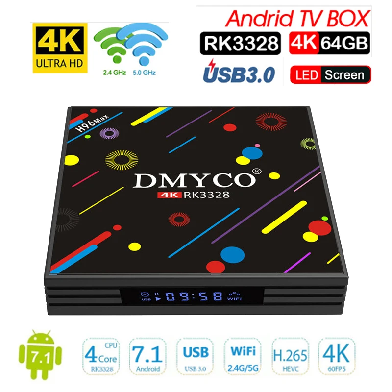 H96 MAX H2 светодиодный экран Android 7 1 Smart tv Box RK3328 Четырехъядерный 4 Гб 64 EMMC 2 4G/5G двойной