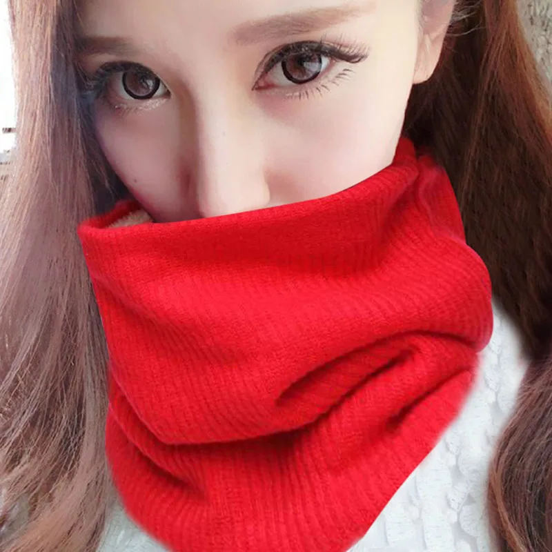 

Winter Knitted Infinity Scarf Fleece Neck Warmer Solid Color Loop Wraps Scarf Best Sale-WT